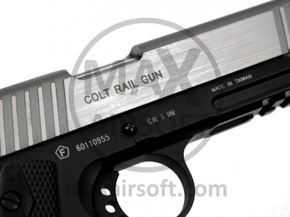 Pi&scaron;tolj CO2 GBB Colt 1911 Rail Gun Dual Tone Silver KWC/Cyb